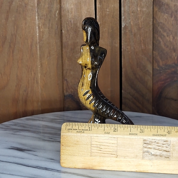 Elegant Wooden Mermaid Sculpture - Picture 4 of 11